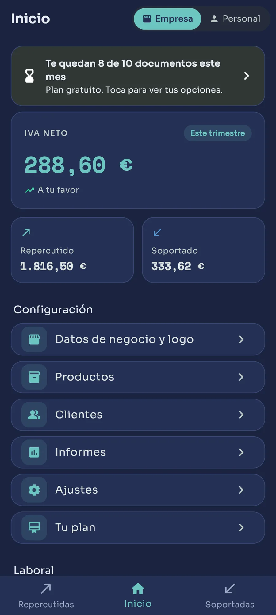 Cuadro de mando con lo facturado del mes