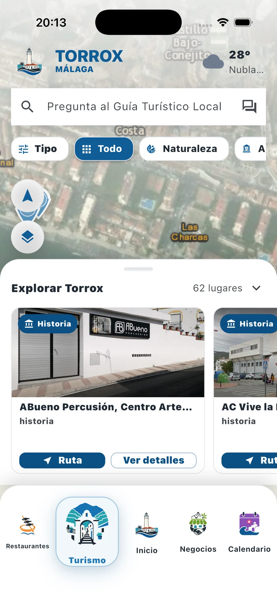 TouristSolution: pantalla «Turismo».
